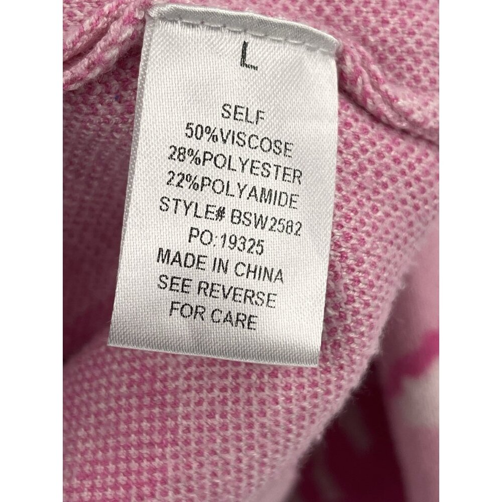 BAEVELY Women's Pink Cowboy Boot Print Crewneck Oversize Crop Sweater Large - Picture 4 of 6